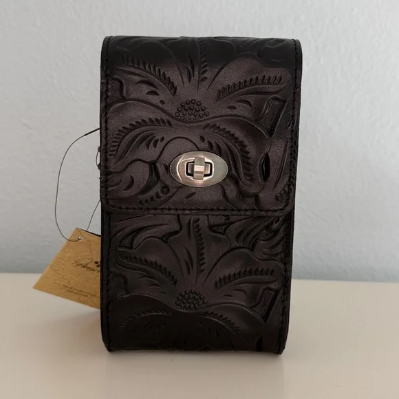 Patricia Nash Rivella Black Tooled Leather Crossbody Bag - Picture 3 of 6